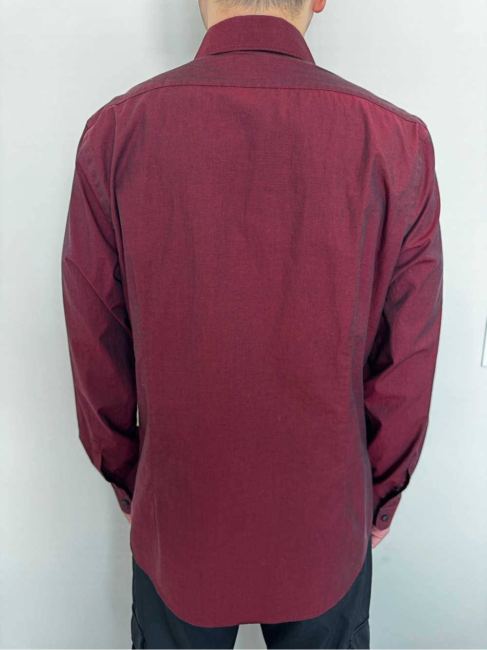 Express Men's Burgundy Long-Sleeve Dress Shirt